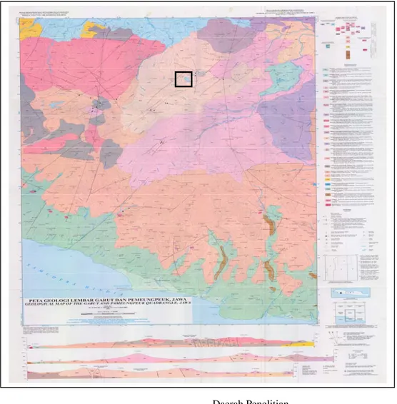Gambar 2.2 Peta geologi lembar Garut dan Pameungpeuk, Jawa (Alzwar, dkk., 1992) 