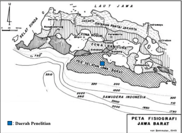 Gambar 2.2 Zona Fisiografi Jawa Barat (van Bemmelen, 1949) 