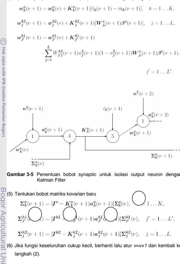 Gambar 3-5  Penentuan  bobot  synaptic  untuk  isolasi  output  neuron  dengan  Kalman Filter 