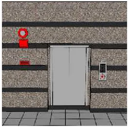 Gambar 4.14 Tampilan 3D Lobi Lantai 3 Dari gambar di atas terdapat fasilitas seperti ATM, eskalator, lift,  tangga  jalan,  tempat  wudhu’