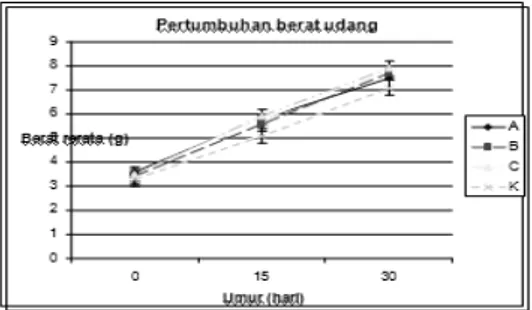 Gambar 1. Pertumbuhan berat tokolan udang vaname (L. vannamei) 
