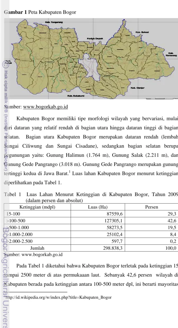 Gambar 1 Peta Kabupaten Bogor 