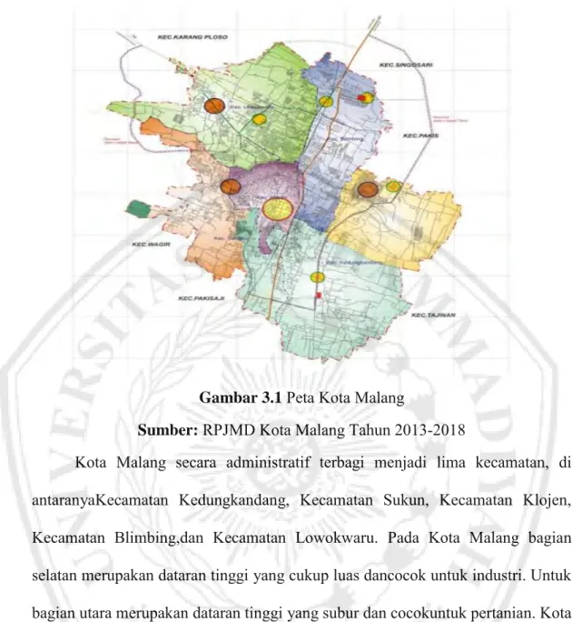 Gambar 3.1  Peta Kota Malang 
