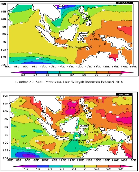 Gambar 2.2. Suhu Permukaan Laut Wilayah Indonesia Februari 2018 