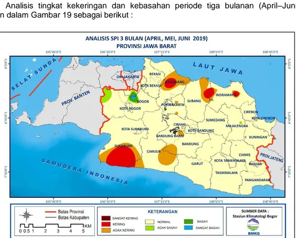 Gambar 19. Monitoring Indeks Kekeringan Provinsi Jawa Barat   Bulan April  – Juni 2019 