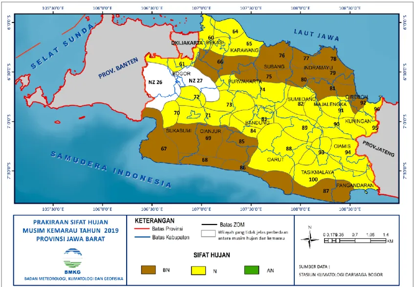 Gambar C.3. Prakiraan Sifat Hujan Musim Kemarau 2019 Zona Musim di Jawa Barat 