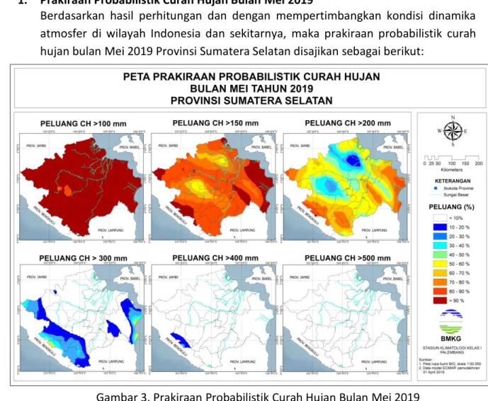 Gambar 3. Prakiraan Probabilistik Curah Hujan Bulan Mei 2019 