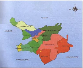 Gambar 5. Peta Wilayah Kabupaten Toba Samosir Berdasarkan Batas Wilayah Kecamatan         
