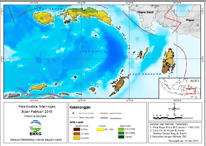 Gambar 6. Peta Analisis Sifat Hujan Februari 2019 Provinsi Maluku                        