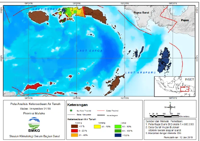 Gambar 10. Peta AnalisaTingkat ketersediaan Air Tanah Desember 2018 Provinsi Maluku