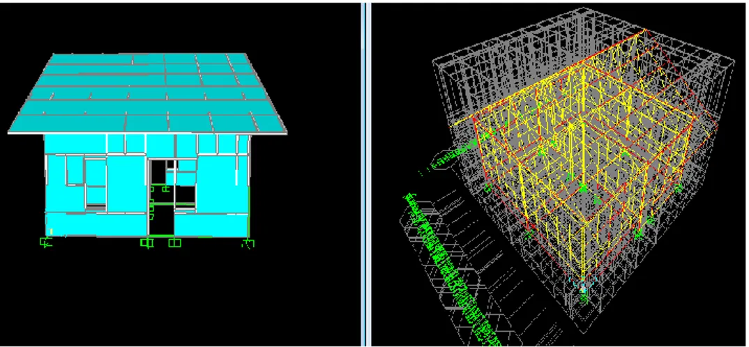 Gambar 5.  Tampilan 3D Portal Struktur tipe Risba  Perhitungan Berat Sendiri bangunan 