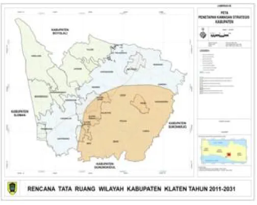 Gambar 2.3 Peta Rencana Kawasan Strategis Wilayah Kabupaten Klaten  Sumber : RTRW Kabupaten Klaten 2009-2031 