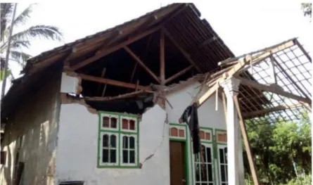 Gambar  1.1  Salah  satu  rumah  warga  yang  rusak  akibat  gempa  16  November  2016  di  Desa  Tanggung,  Kecamatan  Turen,  Kabupaten  Malang  (Kompas.com, 2016a) 