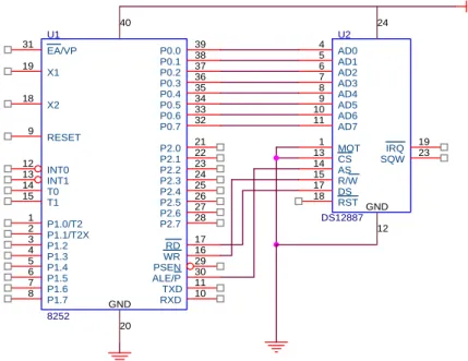 Gambar  3.3.  Hubungan Mikrokontroler Dengan RTC 