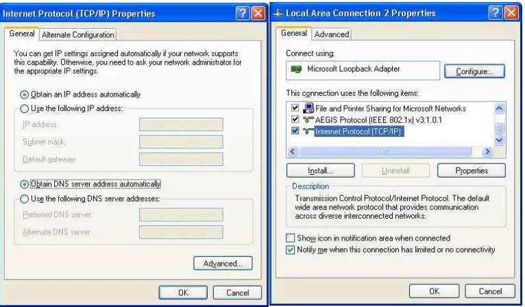 Gambar 3.3 Seting IP di user 