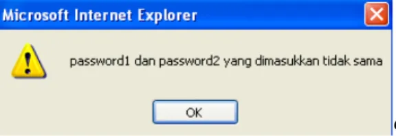 Gambar 13.12 Password tidak sama    