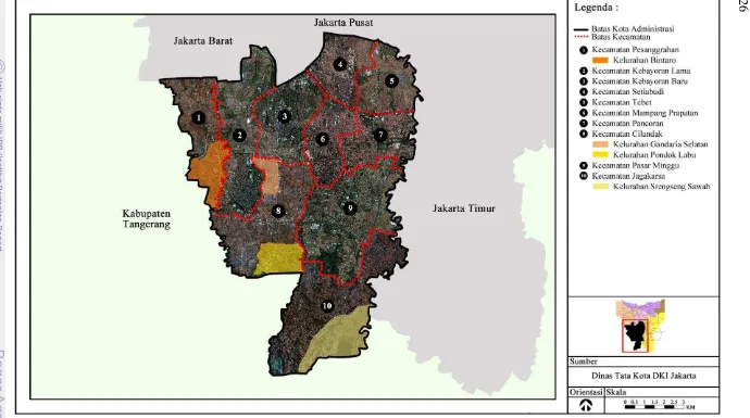 Gambar 11  Wilayah di Kotamadya Jakarta Selatan yang memiliki nama terkait dengan nama tanaman (DTR 2011) 