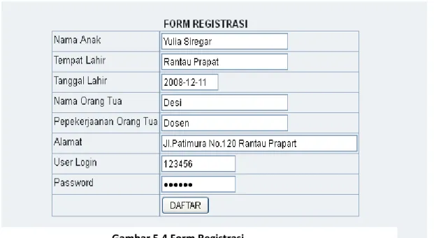 Gambar 5.4 Form Registrasi 