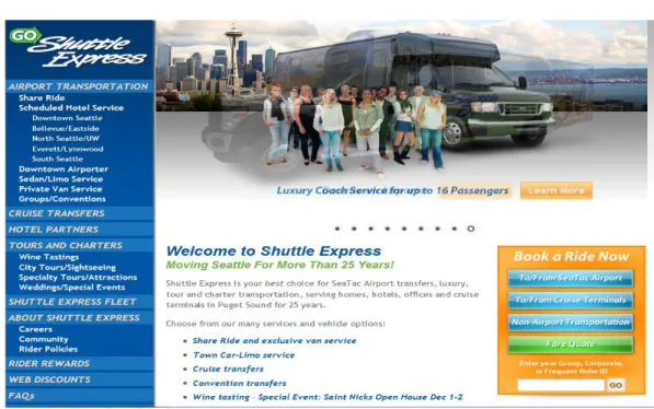 Gambar 1. Tampilan Utama Website Shuttle Express 