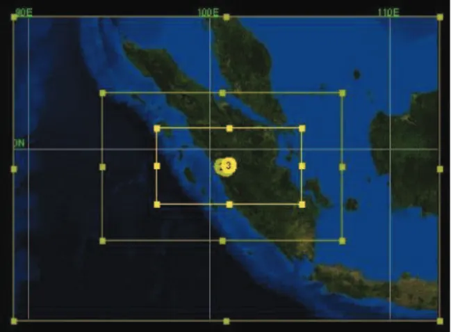 Gambar  1.  Domain  bersarang  model  WRF-ARW. 