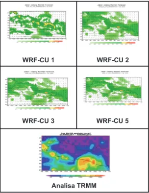 Gambar 9.   Parameterisasi  Cumulus  WRF-ARW 1 Februari 2011: 03-06 di Jawa