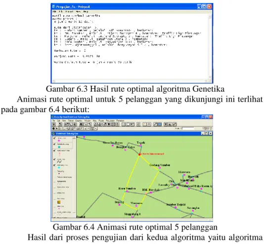 Gambar 6.3 Hasil rute optimal algoritma Genetika 