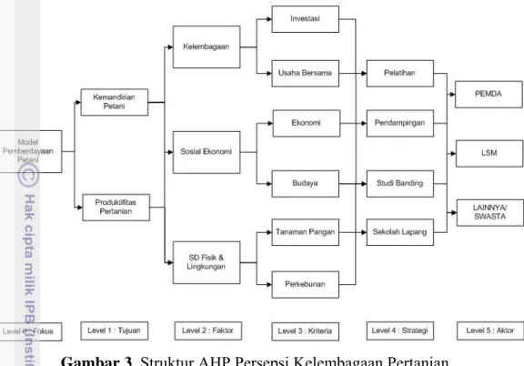 Gambar 3. Struktur AHP Persepsi Kelembagaan Pertanian 