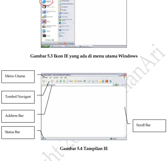 Gambar 5.3 Ikon IE yang ada di menu utama Windows 