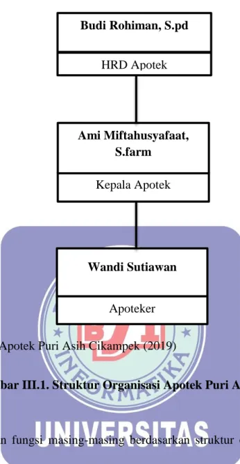 Gambar III.1. Struktur Organisasi Apotek Puri Asih Cikampek 