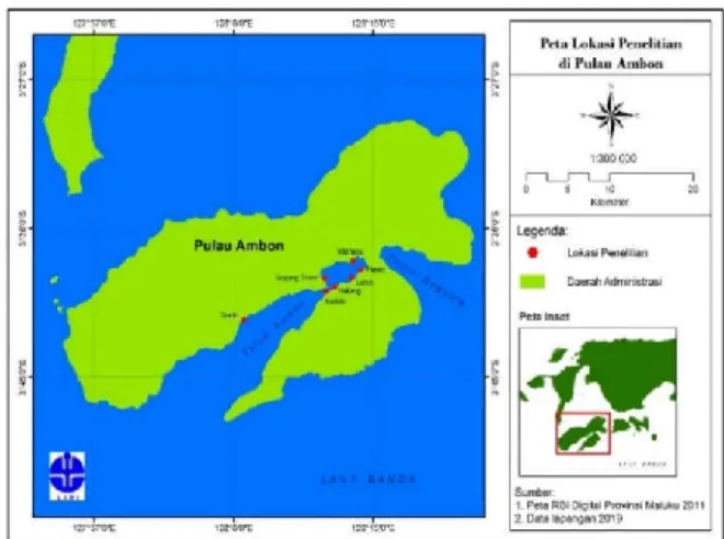 Gambar 1.  Lokasi Penelitian Ekosistem Lamun Teluk  Ambon 