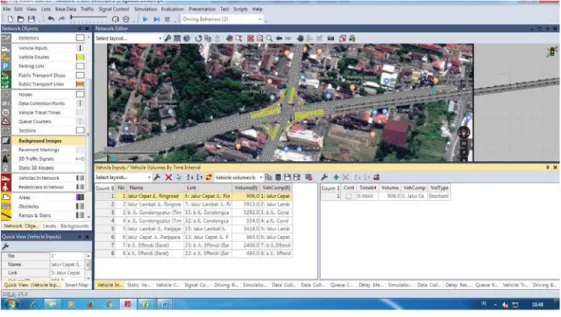 Gambar 5.12 Pengaturan Input Data Volume Kendaraan Jam Puncak    ke Dalam VISSIM 