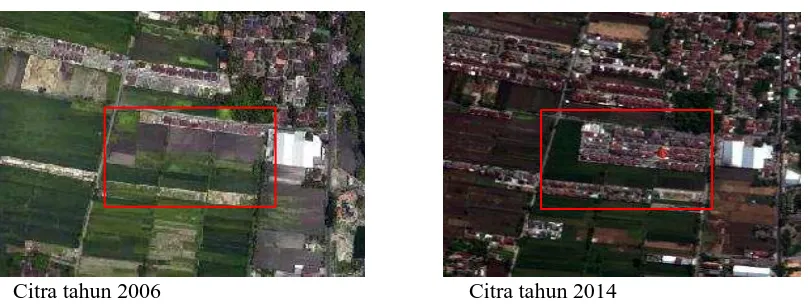 Gambar 1.1 Citra quickbird tahun 2006 dan 2014 