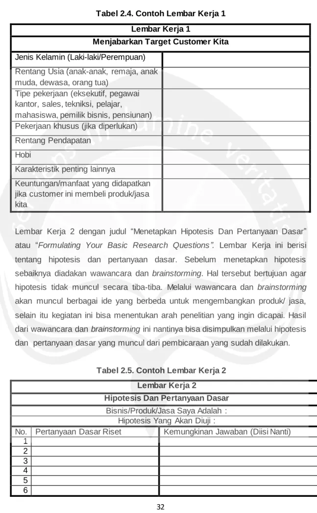 Tabel 2.4. Contoh Lembar Kerja 1  Lembar Kerja 1 