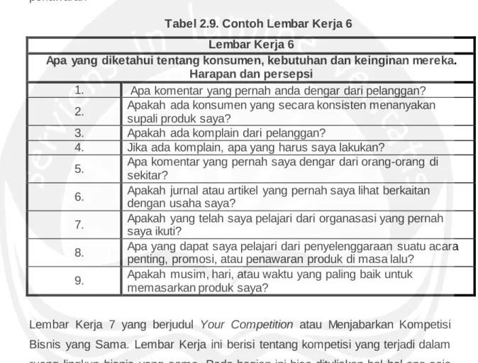 Tabel 2.9. Contoh Lembar Kerja 6 