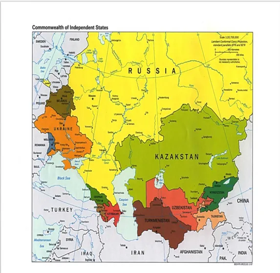 Gambar 2.1 Peta Rusia dan Asia Tengah 