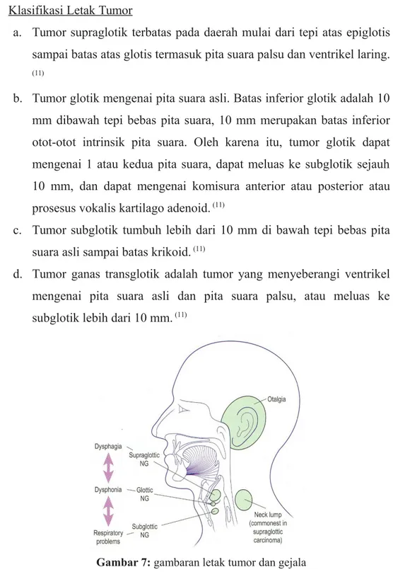Gambar 7: gambaran letak tumor dan gejala yang biasa timbul dari letaknya. Diambil dari
