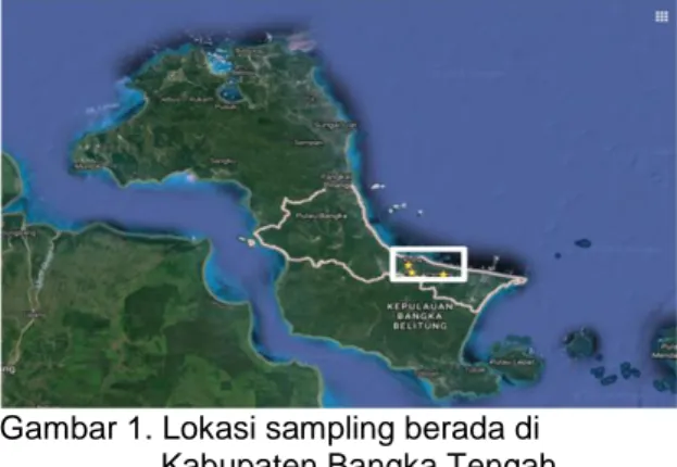 Gambar 1. Lokasi sampling berada di  Kabupaten Bangka Tengah, 
