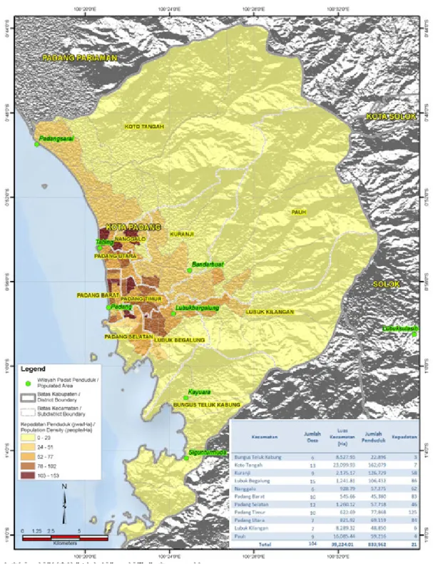 Gambar 2.2 Peta Kepadatan Penduduk Kota PadangSumber : Pengolahan Data Sensus Penduduk 2010, BPS
