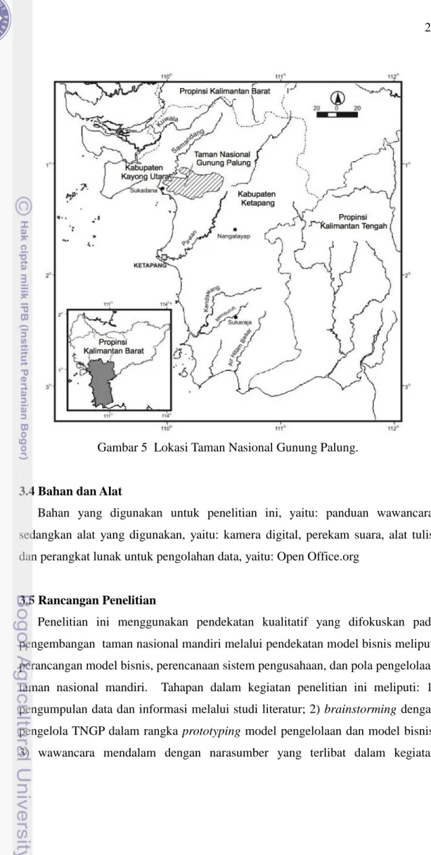 Gambar 5  Lokasi Taman Nasional Gunung Palung. 