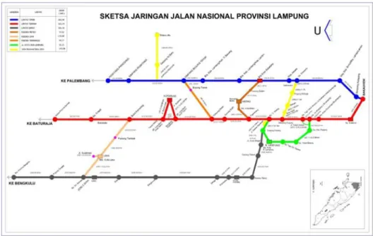 Gambar 2.2 Sketsa Jaringan Jalan Nasional Provinsi Lampung