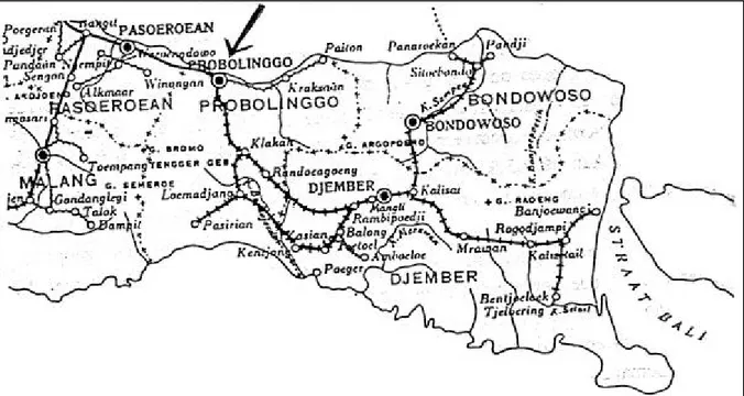 Gambar 3A.   Peta Lokasi Probolinggo yang terletak di Pantai Utara Jawa