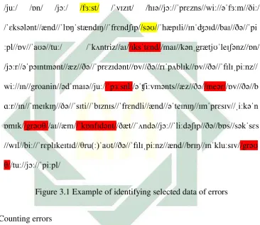 Figure 3.1 Example of identifying selected data of errors 