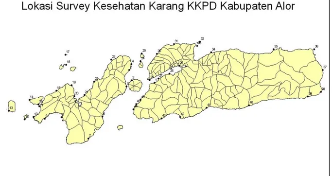 Gambar 2. Lokasi Survey Kesehatan Karang KKPD Kabupaten Alor