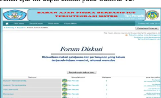 Gambar 12. Tampilan Menu Forum Diskusi  Menu  diskusi  berbeda  dengan  menu  chatting