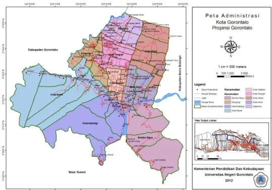 Gambar 1  Peta administrasi Kota Gorontalo 