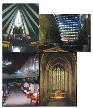 Gambar A. Penempatan Cahaya yang Berbeda dalam Bagunan Religius. 
