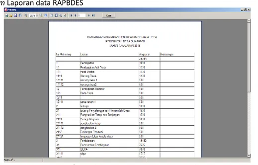 Gambar 5.6 Form Laporan Data RAPBDES 