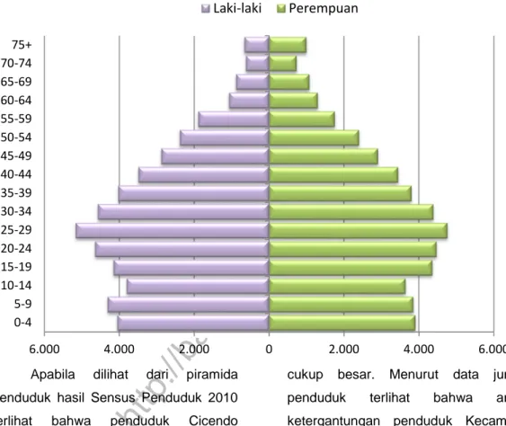 Grafik 3 : Piramida Penduduk Kecamatan Cicendo 2014