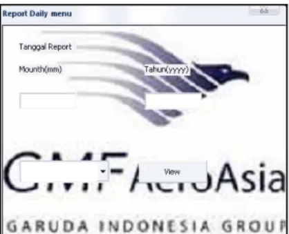 Gambar 2.9 Tampilan Interface Untuk Daily Report Dalam  Decision Support Tools Untuk Penjadwalan Komponen 