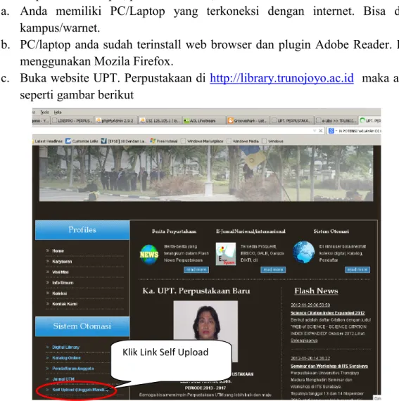 Gambar 1.1.Halaman Utama Website UPT. Perpustakaan UTM. 